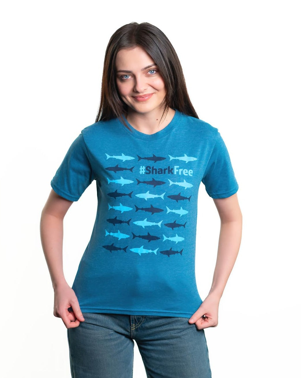 Heather Teal Save the Sharks Tee