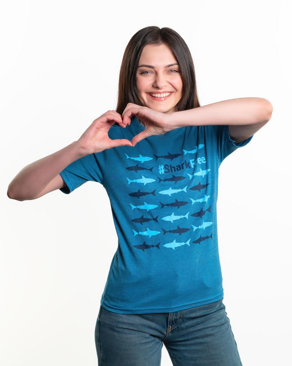 Heather Teal Save the Sharks Tee